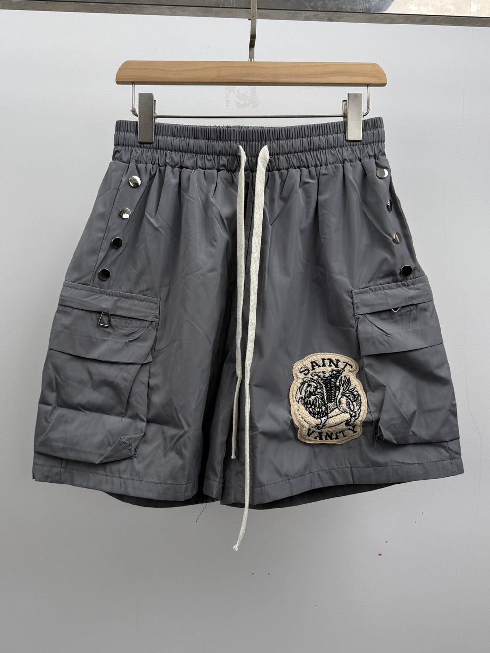Gray Cargo Shorts with Utility Pockets